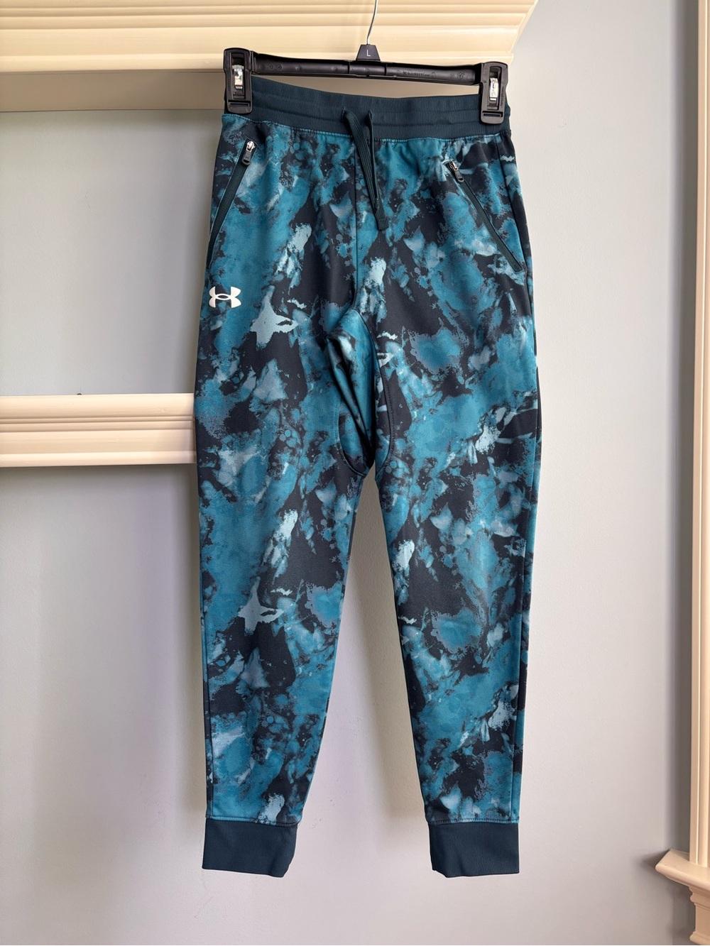 Under Armour Teal & Black Marble-Print Joggers for Kids